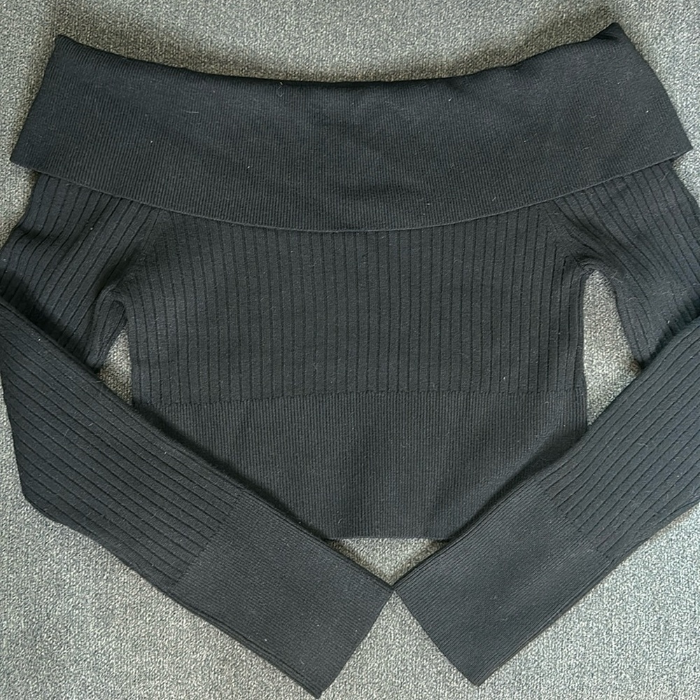 Wild Fable Black Off Shoulder Crop Sweater